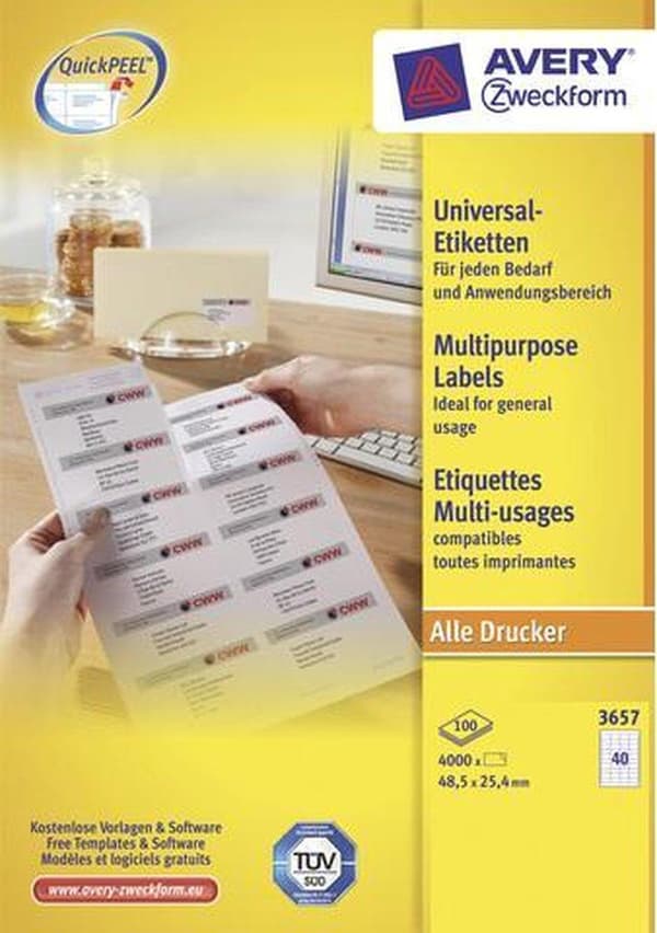 Private label Avery 3657 Universal Label 48,5x25,4mm