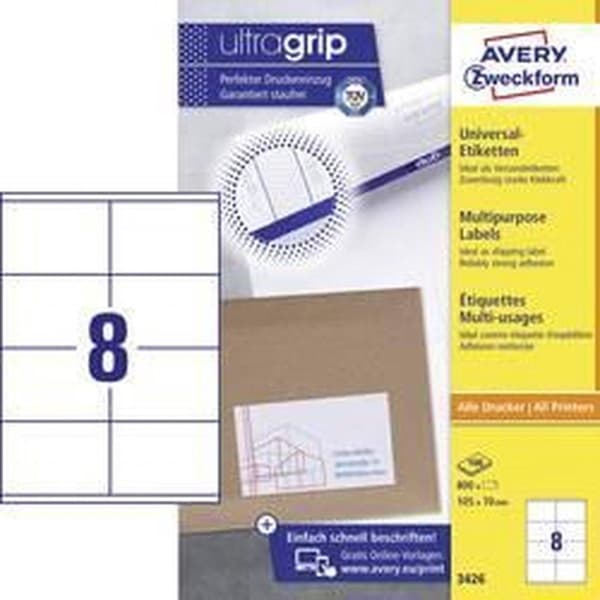 Private label Avery 3426 Universal Label 105x70mm