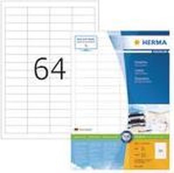 HERMA Tarrat valkoinen 48,3x16,9 Premium A4 6400 kpl.