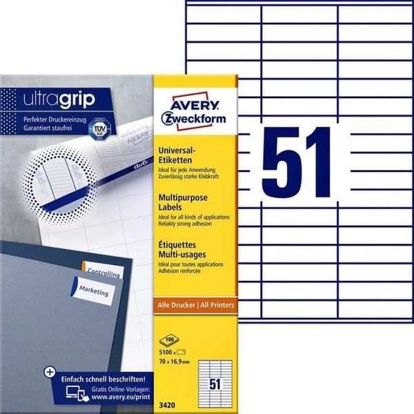Private label Avery 3420 Universal Label 70x16,9mm