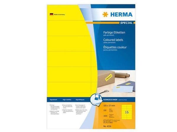Herma Labels gul 105x37 SuperPrint 1600 stk.