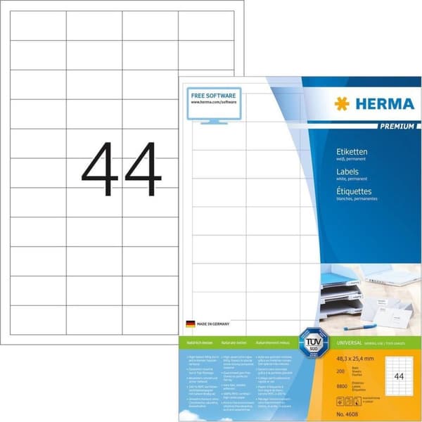 Herma Prem. Tarrat 48,3x25,4 200 arkkia DIN A4 8800 kpl 4608