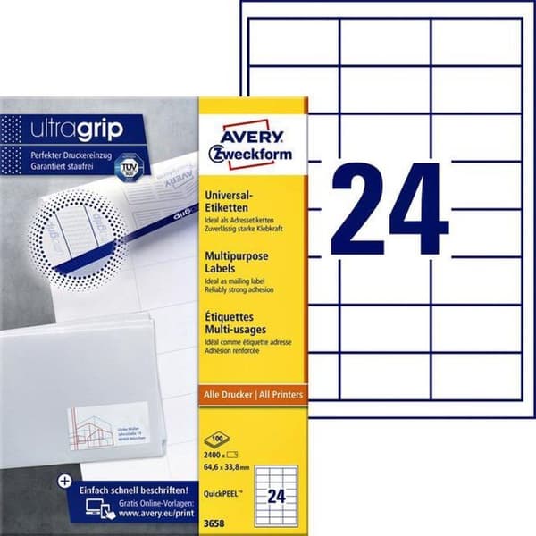 Private label Avery 3658 Universal Label 64,6x33,8mm