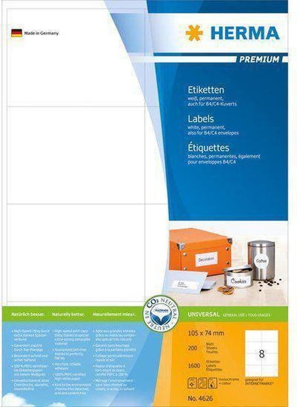 Herma Prem. Tarrat 105x74 200 Bl. DIN A4 1600 kpl 4626