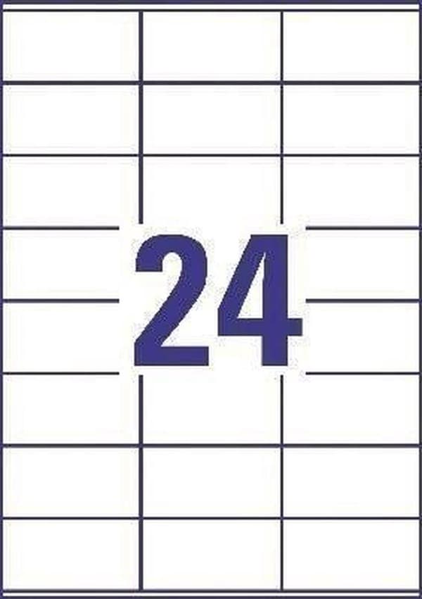 Avery vita etiketter QuickPeel format 70 x 36 mm (bxh) 2 400 stycken 24 per ark låda med 100 ark