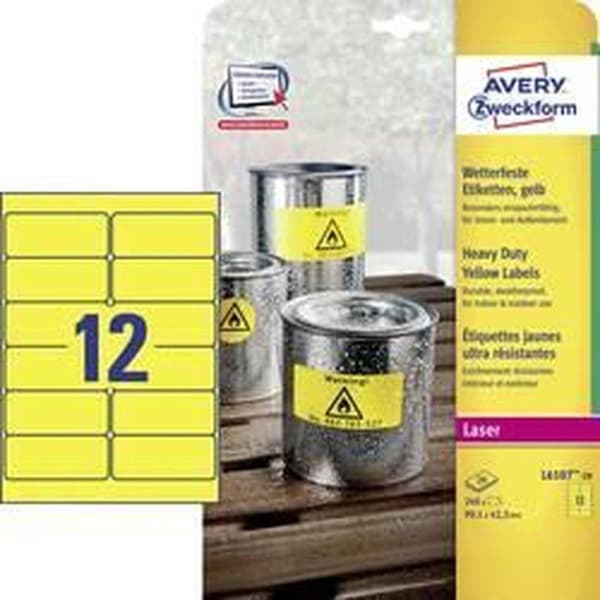 laseretikett Avery 99,1x42,3mm gul 20 ark 12 etiketter per ark