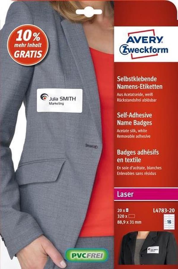 Merkkitarra Avery 31x88,9mm - valkoinen laatikko 22 arkkia 16 per arkki
