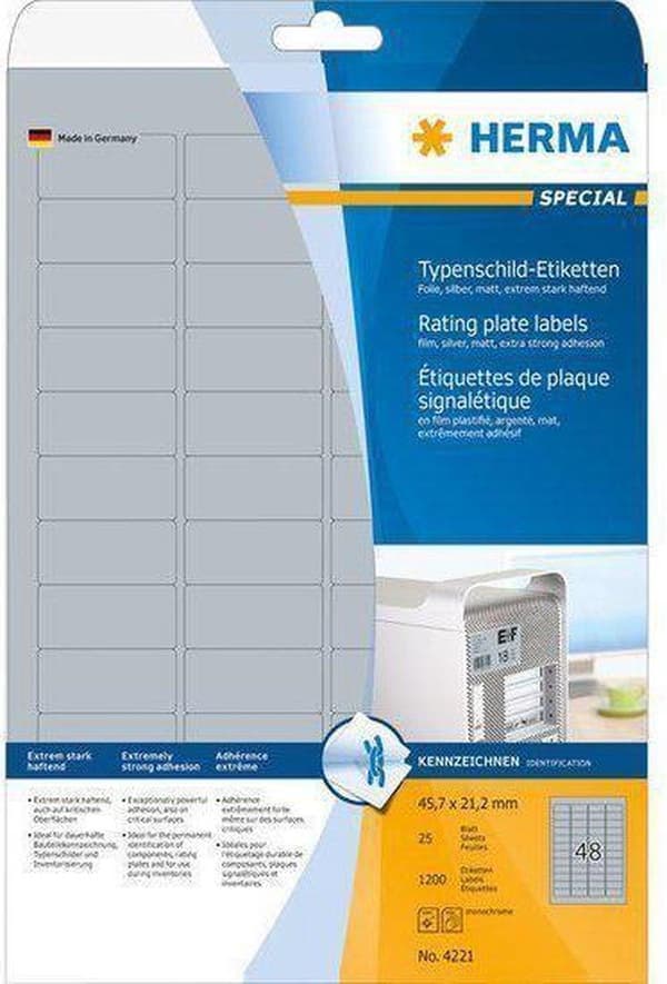 Herma namnskyltar et. 45,7x21,2 25 ark DIN A4 1200 st 4221