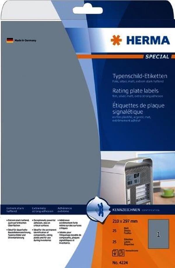 Herma Typeshield-etikett. 210X297 25 Bl. DIN A4 250 St ck 4224