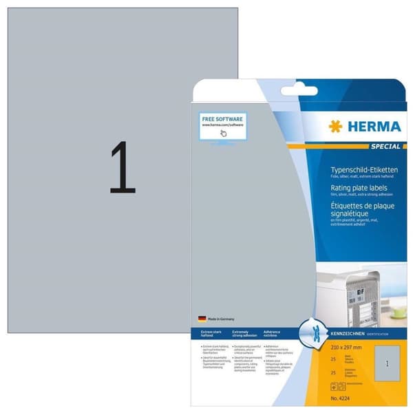 Herma Typeshield-etikett. 210X297 25 Bl. DIN A4 250 St ck 4224
