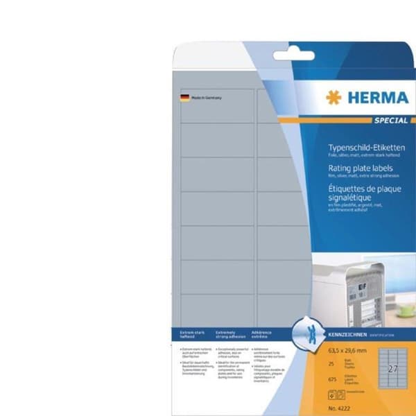 HERMA Typeshield-etiketter A4 63,5x29,6 mm Folie 675 Styck