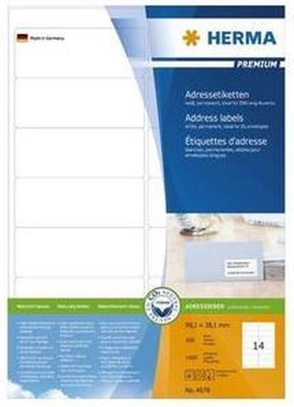 Herma Prem. adr.etik. 99,1x38,1 100 ark DIN A4 1400 stk 4678