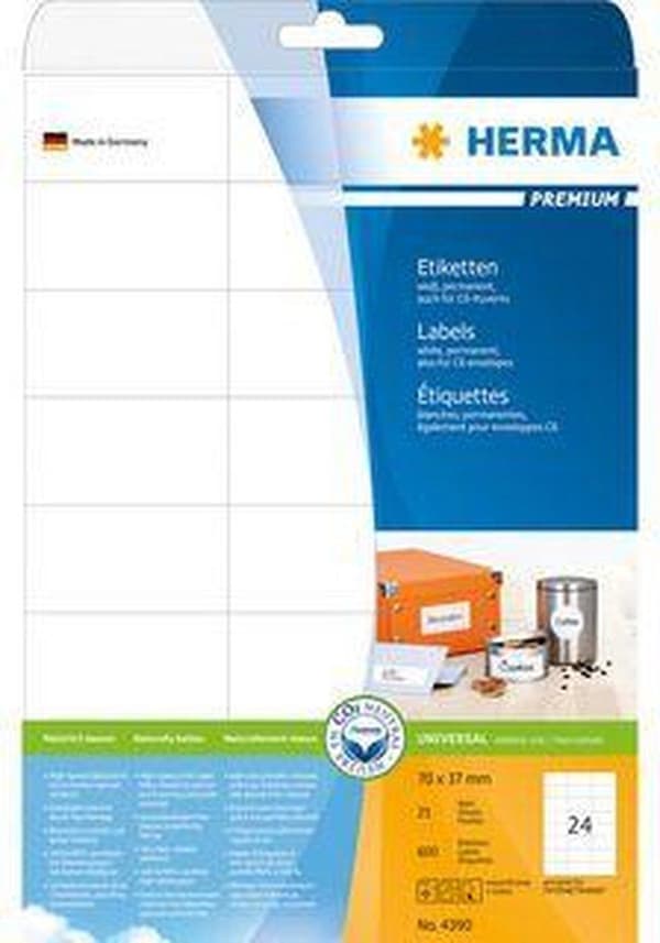 HERMA Etiketter hvid 66x33,8mm SuperPrint 2400stk.
