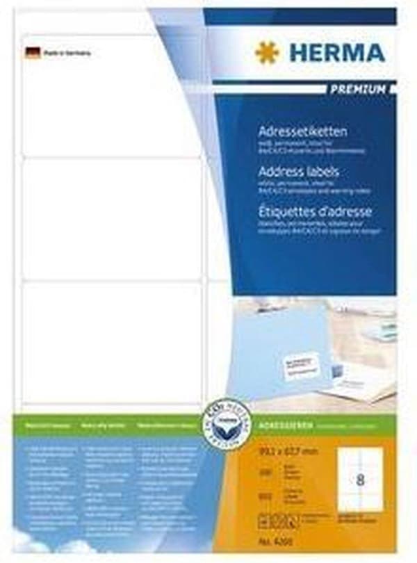 HERMA Adressetiketter vit 99,1x67,7 Premium A4 800 st.