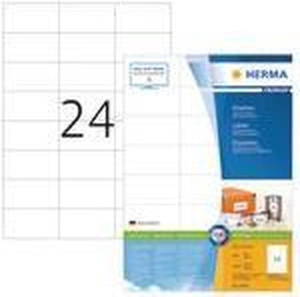 Herma Prem. Etiketter hvid 70x37 100 ark DIN A4 2400 stk 4464