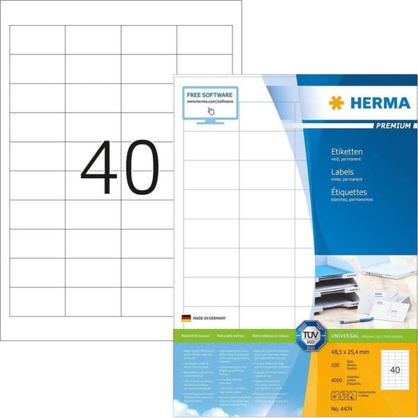 HERMA 4474 Vit Självhäftande skrivaretikett skrivaretikett
