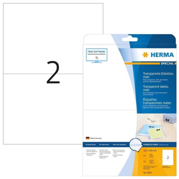 Herma printeretiketter Etiketter film transp. 210x148 SuperPrint