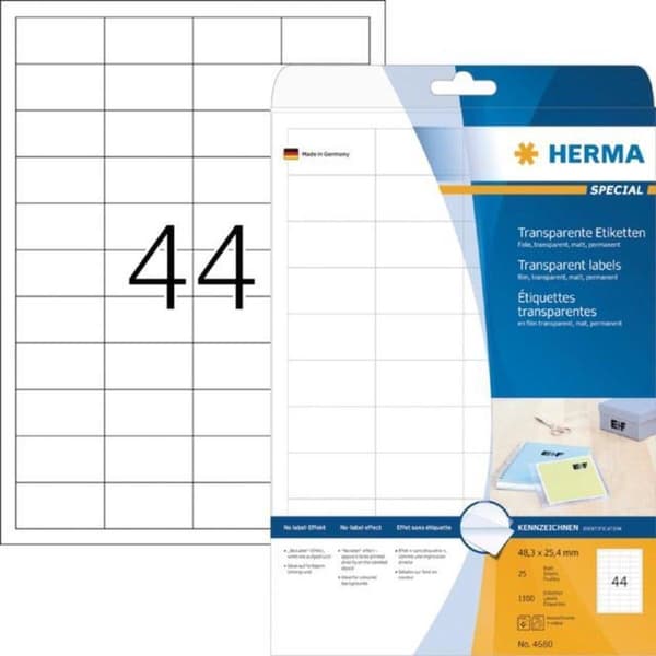 Herma transp. etiket. 48,3x25,4 25 ark DIN A4 1100 stk 4680