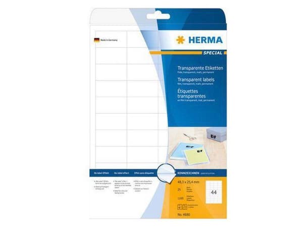 Herma transp. etiket. 48,3x25,4 25 ark DIN A4 1100 stk 4680