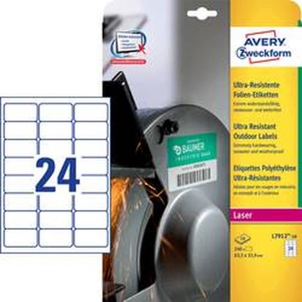 Avery Labels Zweckform 63,5 x 33,9 mm valkoinen 240 kpl