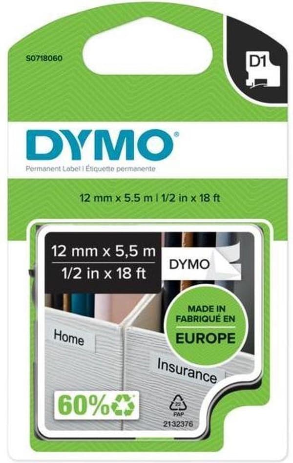 DYMO 12mm D1 Permanent polyestertape 16959