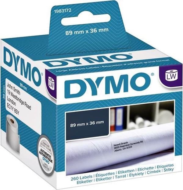 DYMO LW adressetiketter, 89 mm x 36 mm, papper, 1 x 260 etiketter