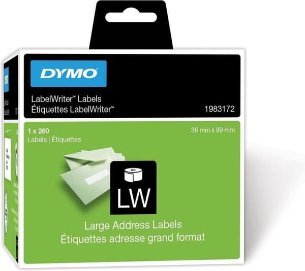 DYMO LW adressetiketter, 89 mm x 36 mm, papper, 1 x 260 etiketter