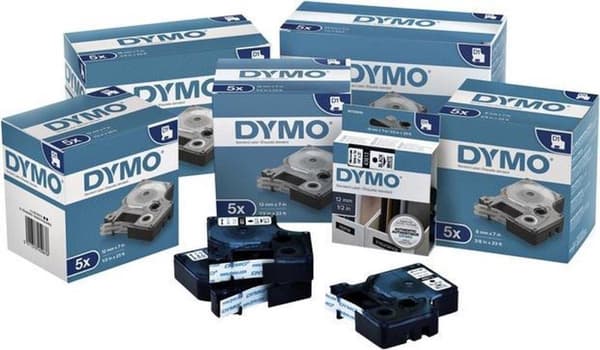 DYMO D1 Standard 9mm x 7m 40919 sort på grøn (gammel version).