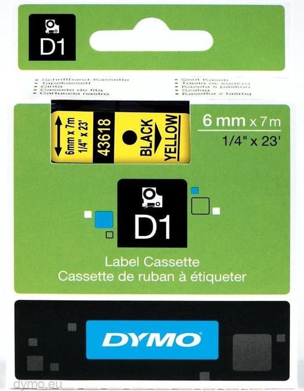 DYMO S0720790 tarratulostinteippi, musta keltaisella