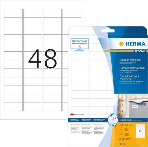 HERMA 9531 UTOMHUS LISTER FOLIEETIKET. A4 45,7x21,2