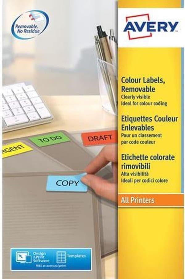 Avery Mini Labels, keltainen, 45,7 x 21,2 mm, irrotettava