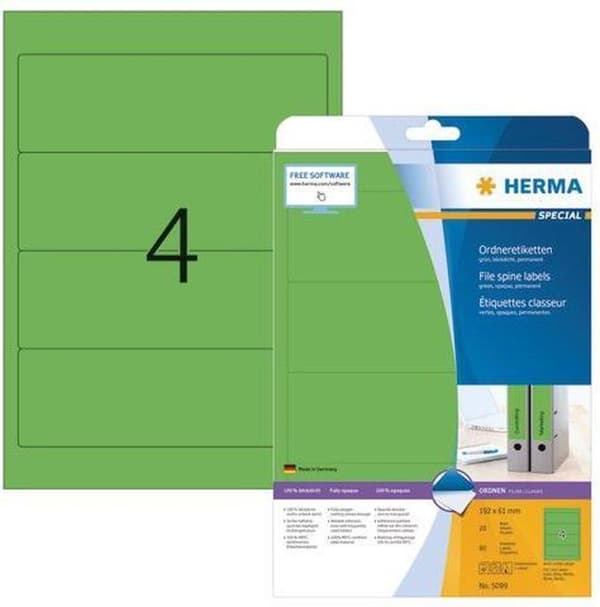 Herma 5099 Filetiketter 192x61 SuperPrint 80 st.
