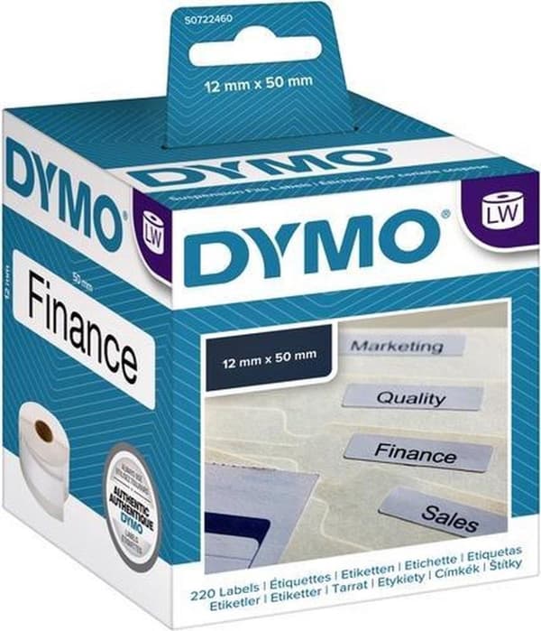 Dymo-keskeytystiedostojen tarrat