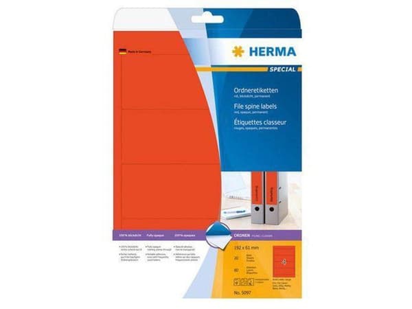 Herma viilatarrat punainen192x61 20 arkkia DIN A4 80 kpl 5097