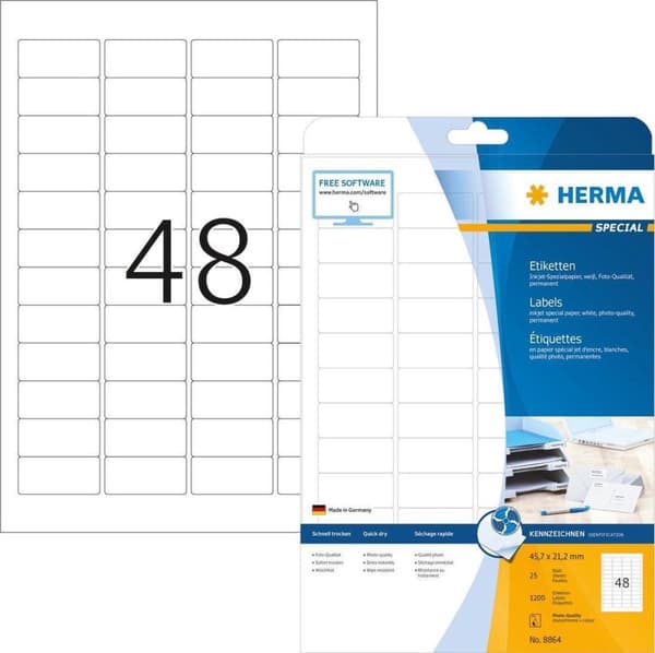 Herma Inkjet labels hvid 45,7x21,2 InkPrint Special 1200 stk.