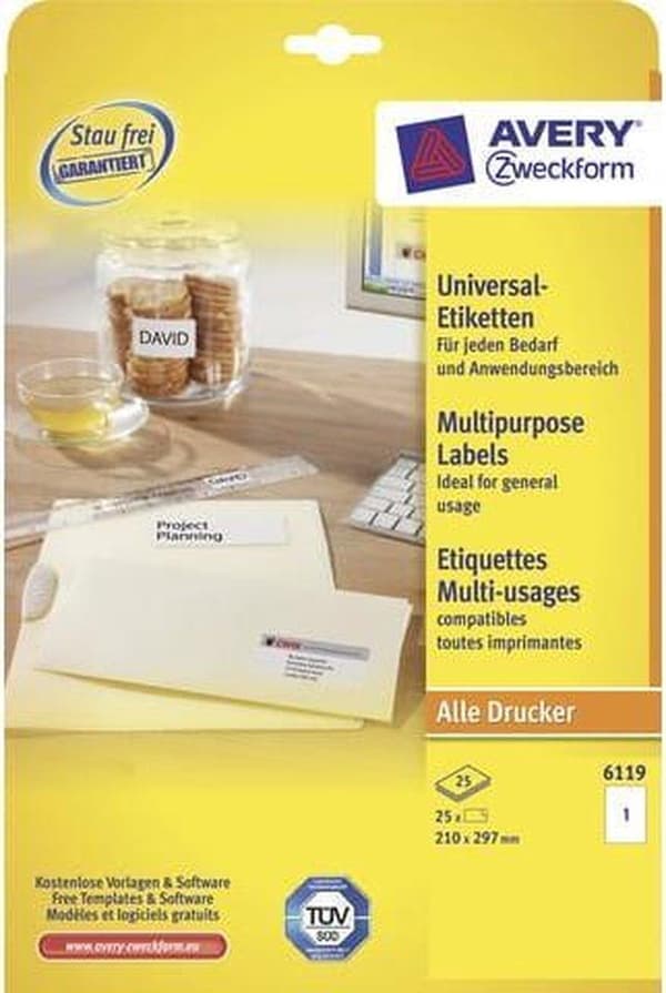 Avery Laser & Ink Jet Labels 210 x 297 mm