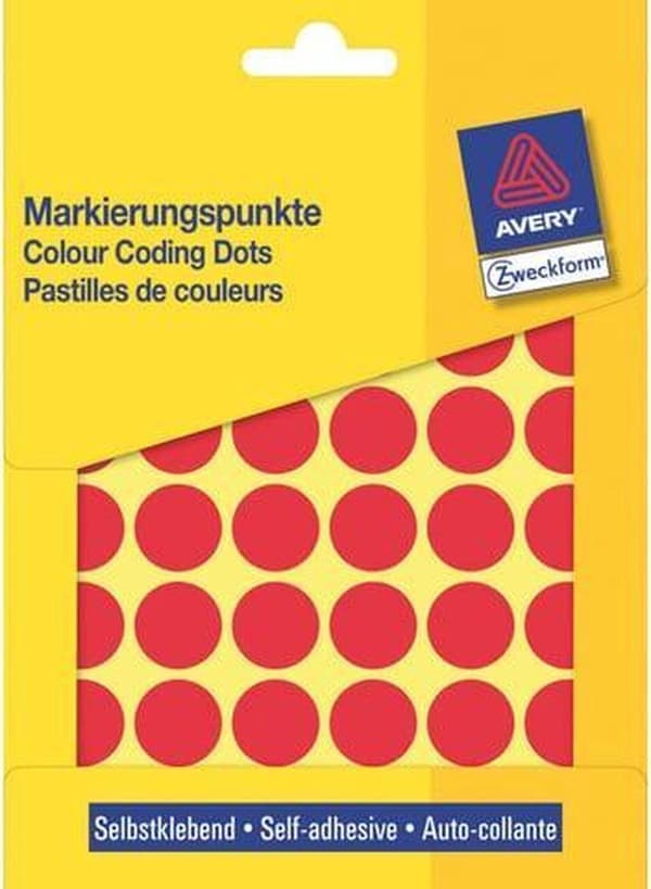 Private Label Avery 3374 Rund Label 18mm Rød