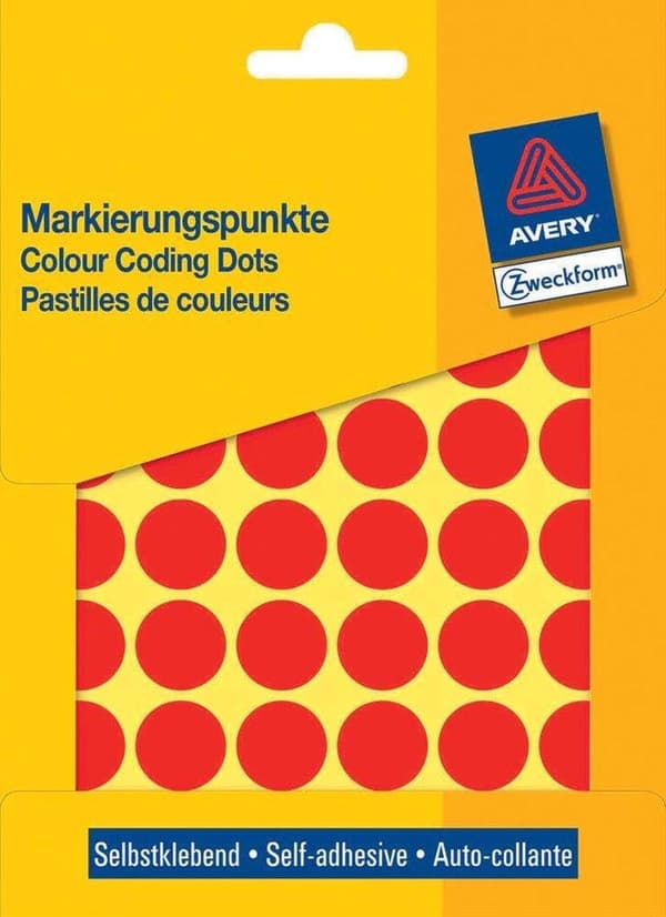 Private Label Avery 3374 Rund Label 18mm Rød