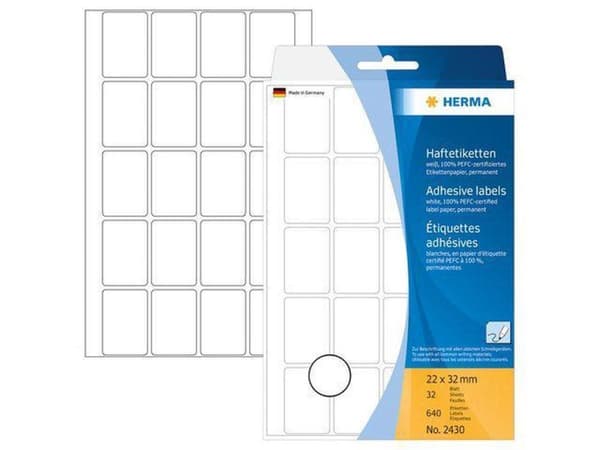 HERMA Vielzweck etiketter vit 22x32 mm Papper matt 640 st.