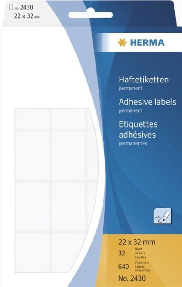 HERMA Vielzweck etiketter vit 22x32 mm Papper matt 640 st.