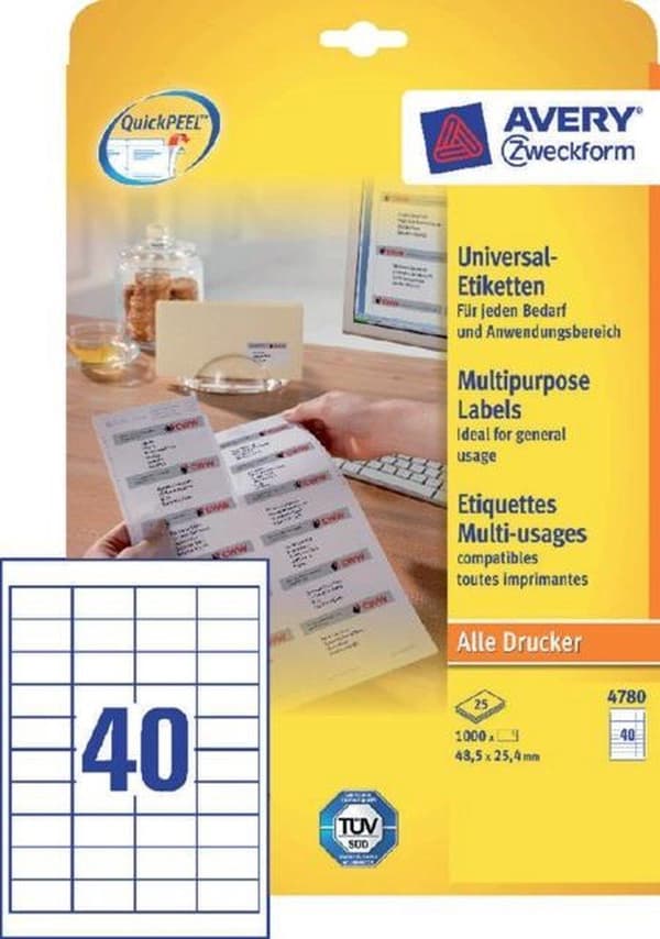 Private label Avery 4780 Universal Label 48,5x25,4mm Hvid
