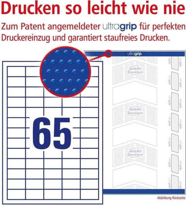Avery white yleistarrat QuickPeel ft 38 x 212 mm, 2275 kpl (1950 + 325 extra)