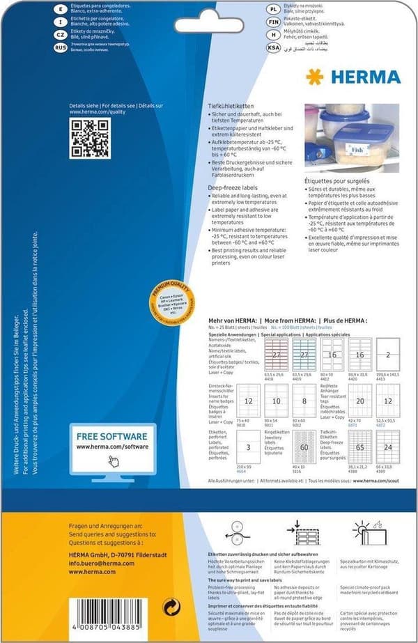 HERMA Frysta etiketter vit 38,1x21,2 A4
