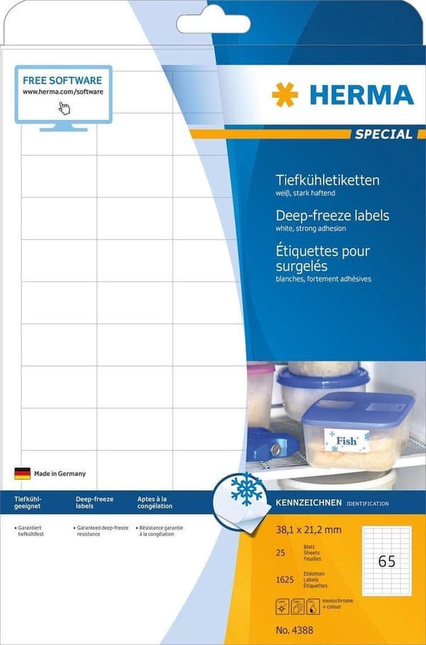 HERMA Frysta etiketter vit 38,1x21,2 A4