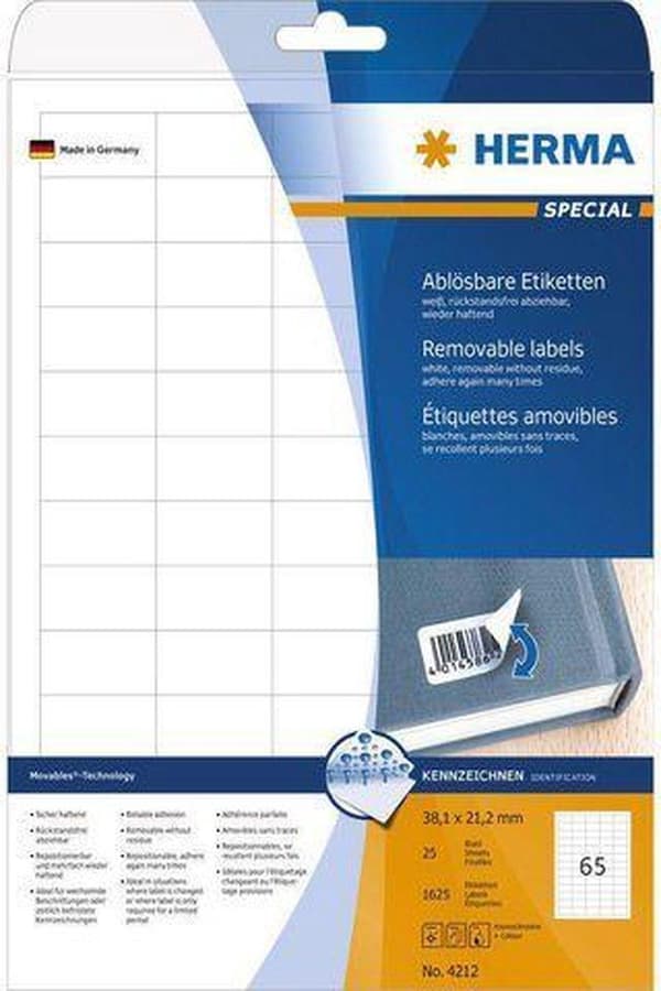 HERMA Etiketter vit Lösör/bredd. 38,1x21,2 A4 1625 st