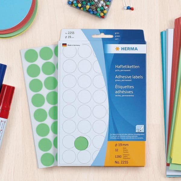 HERMA 2230 Universaletiketter vit 13 mm rund Papper 2464 st.