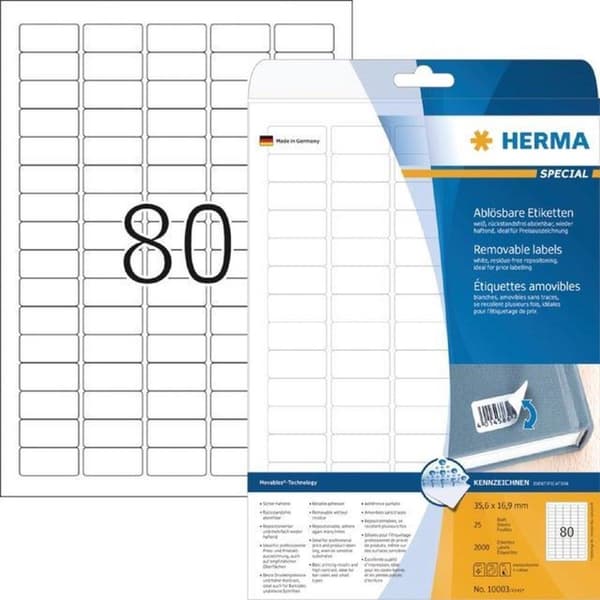 Private label Herma 10003 Movable Label 35,6x16,9 Hvid - 2000 labels