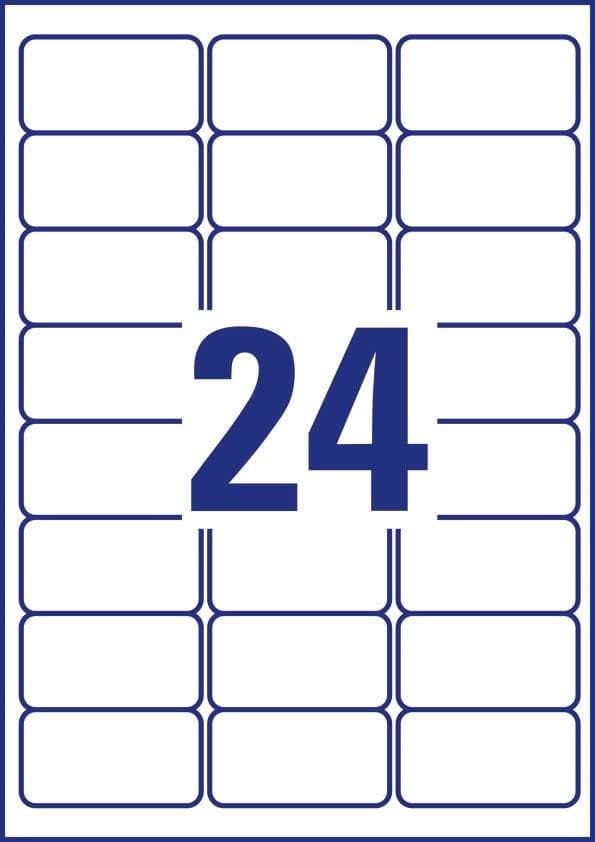 Avery Zweckform - polyester - matt - permanent lim - vit - 63,5 x 33,9 mm 192 etikett(er) (8 ark x 24) vattentäta etiketter