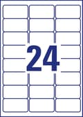 Miniatyrbild 4 av 6: Avery Zweckform - polyester - matt - permanent lim - vit - 63,5 x 33,9 mm 192 etikett(er) (8 ark x 24) vattentäta etiketter