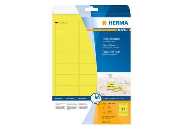 Private label Herma 5140 Universal Label 63,5x29,6mm Gul - 540 labels